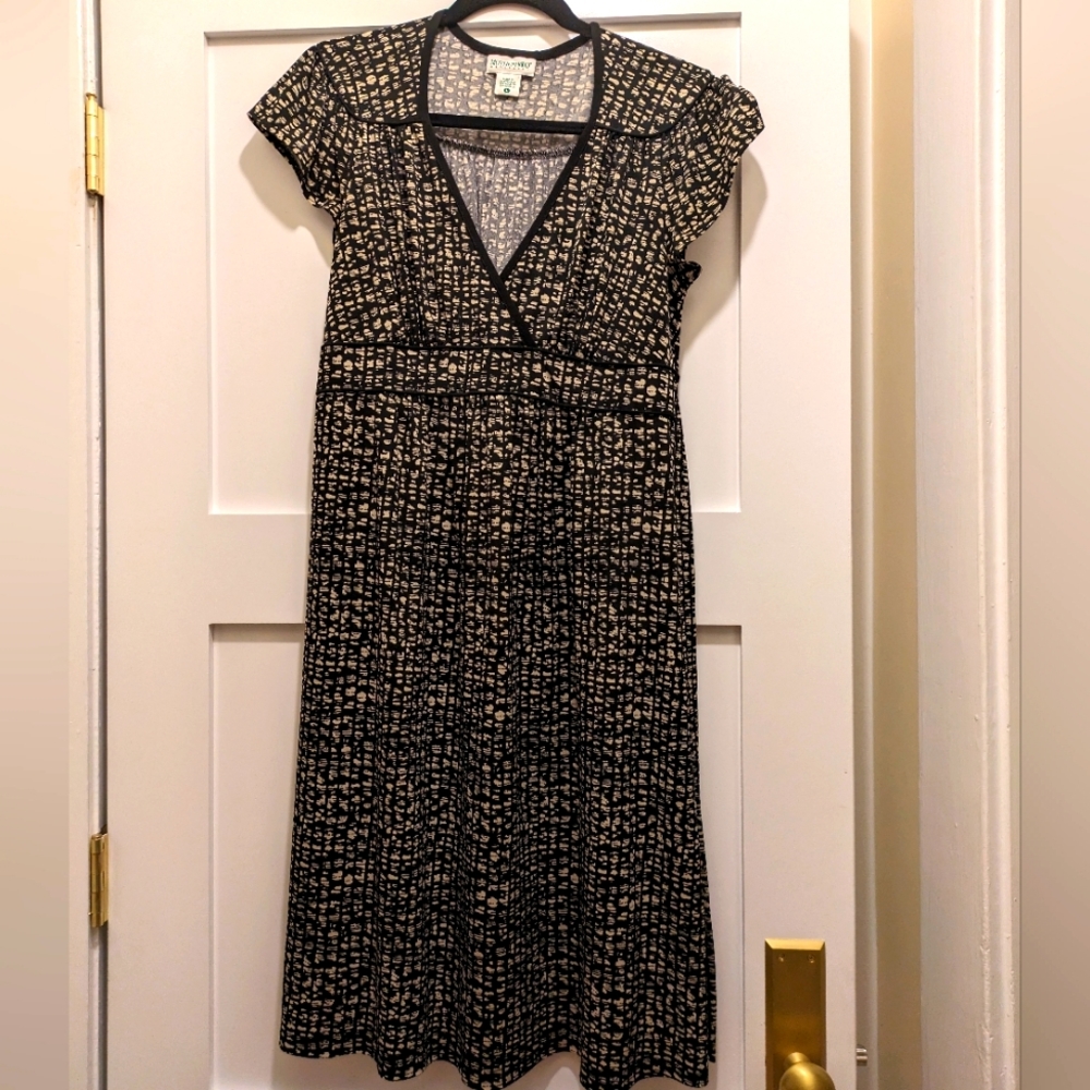Motherhood Maternity Black & Tan Print Empire Dress